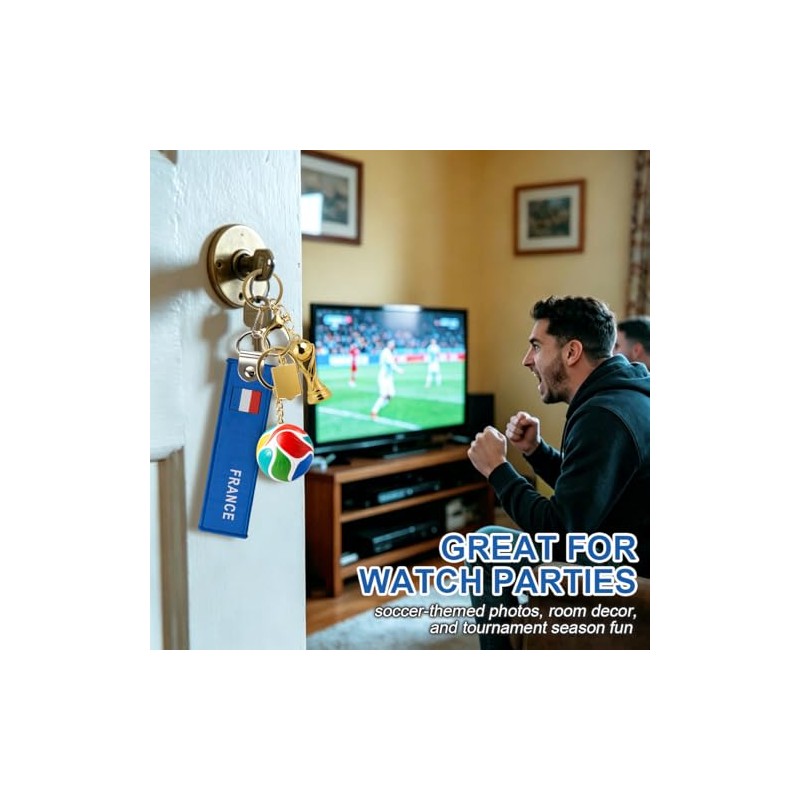 4-Piece Soccer Keychain Set - World Cup Inspired Accessories
