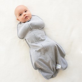 Woombie Original Baby Swaddling Blanket - Soothing, Cotton Baby Swaddle with Zipper - Wearable Newborn Blanket, Twilight Heather Gray, 14-19 lbs