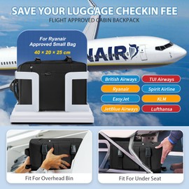 WEPLAN Travel Backpack for Women Ryanair Cabin Bags 40x20x25 Under Seat Carry on Backpack Flight Approved Hand Luggage Backpacks with Vacuum Bag and Vacuum Pump,Black