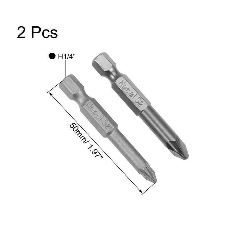 uxcell 1/4-Inch Hex Shank Magnetic #1#2 Screwdriver Bit 50mm Length