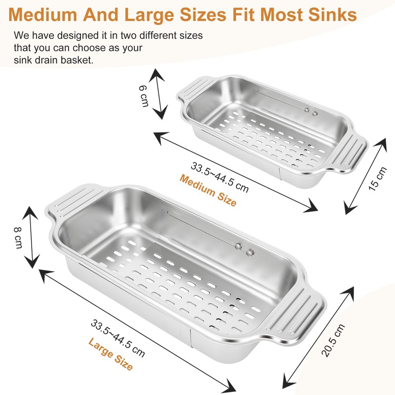 ARNTY Kitchen Strainer Stainless Steel – Extendable – Strainer Basket