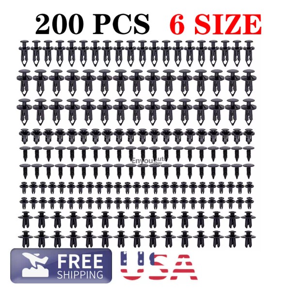 200Pcs Bumper Clips Retainer Auto Car Rivets Fastener Fender Push