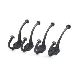 Cast Iron Dome Top Ribbed Coat Hook - Pack of 4 Hooks
