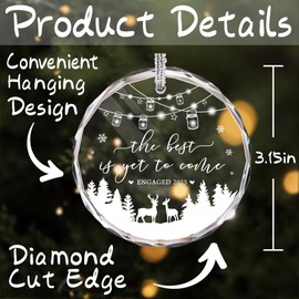 The Best Is Yet To Come Engaged Christmas Ornament 2025, Engagement Glass Ornament Gifts for Couples, Just Engaged Gifts Wedding Ornaments for Bride Newlywed, 1st Valentine Ornament Bridal Shower Gift