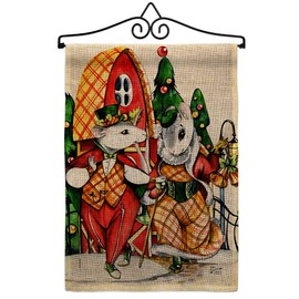 Angeleno Heritage Holiday Mouses Burlap Garden Flag Set Wall Hanger Winter Christmas Santa Marry Xmas Present Reindeer Season Wintertime Snow House Banner Small Yard Gift Double-Sided, Made in USA
