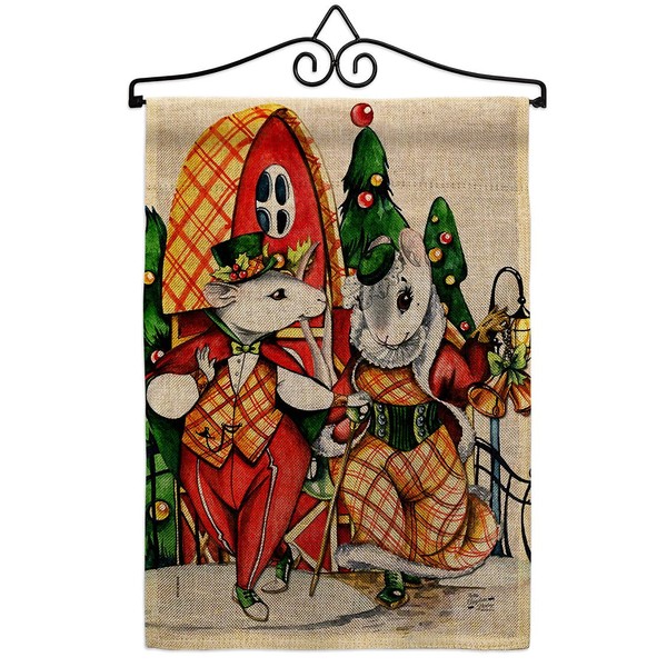 Angeleno Heritage Holiday Mouses Burlap Garden Flag Set Wall Hanger