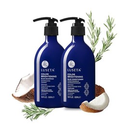 L LUSETA Champú Azul Luseta Para Cabello Amarillento Y Castaño, Neutraliza Los Tonos Naranjas Y Cobrizos, Champú Y Acondicionador Azul Para Cabello Te