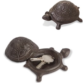 Ionela Spare Key Hiders Outside Cast Iron Turtle Hidden Key Holder for Outdoor, Yard, Patio Hide A Key and Decoration Garden, Brown