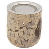Indian Soapstone Incense Burner with Stainless Steel Strainer and Metal