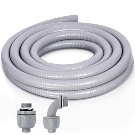 Feotech Liquid-Tight Conduit and Connector Kit - 1/2 Inch 5 FT Non Metallic Liquid Tight Electrical Conduit with 1 Straight and 1 Angle Fittings