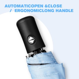 AiQInu Umbrella Storm Proof, Automatic Umbrella with 8 Ribs Umbrella, Umbrella with Umbrella Bag for Adults, Children, blue