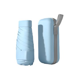 Mustarpicking UPF50+ Mini Travel Sun Umbrella for Purse With Case,Small Compact UV Umbrella Protection Sun,Lightweight Portable Parasol Windproof for Women Men Kids (Sky Blue)