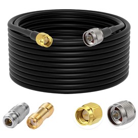 POBADY N to SMA Jumper N Male to SMA Male Low Loss Coaxial Cable RG58 49.2FT/15M + 2PCS N SMA Adapter Kit for 3G 4G 5G LTE Antenna Ham Radio GPS WiFi