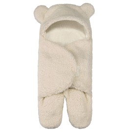 Baby Sleeping Bag Apricot Color Bear Style Thickened Soft Warm Light Weight Baby Stroller Wrap for Home Outdoor 25.6x28.0in for 3 to 6 Month Baby