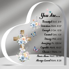 Acrylic Plaques Inspirational Graduation Gifts for Women Heart-Shaped Signs Birthday Present for Men Christmas Encourage Friends Sister Son Daughter Family Day Religious Verse Spiritual Keepsakes