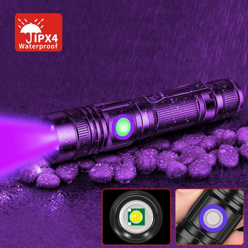 DARKBEAM UV Flashlight 395nm Blacklight Rechargeable USB, Wood's lamp Ultraviolet