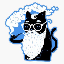 Leyland Designs Whiskers and Pipe Sticker Outdoor Rated Vinyl Sticker Decal for Windows, Bumpers, Laptops or Crafts 5"