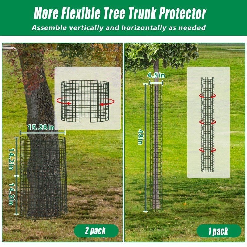 UQM 48 Inch Tree Trunk Protector, 12 Pcs Metal Tree
