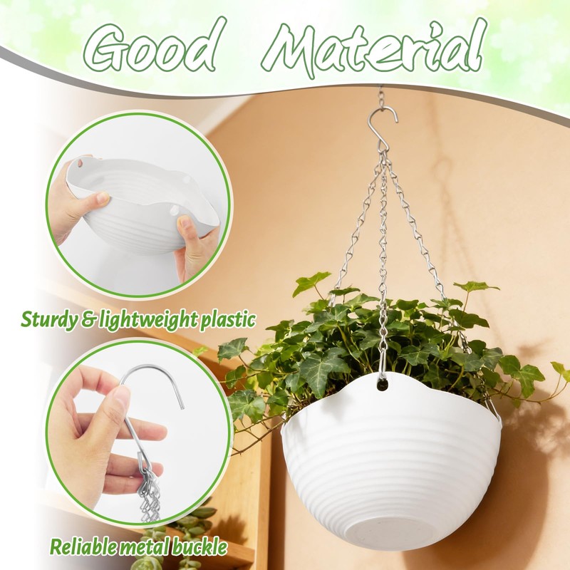 Bvrbaory 8 Pack Hanging Planter Pots,Self-Watering Flower Pot with Water
