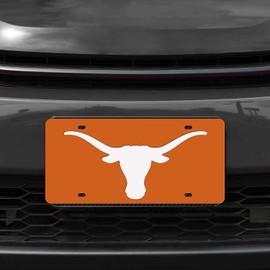 Rico Texas Longhorns Orange Mirror Look Acrylic License Plate Laser Tag