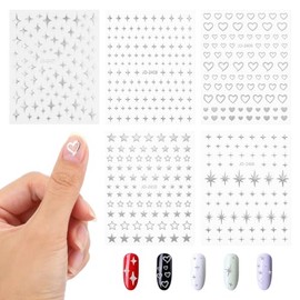 PACKOVE Pegatinas Adhesivas Para Uñas Estrellas Plateadas 5 Hojas Para Decoración De Uñas Manicura Diy Fácil De Usar Accesorios Para Mujer