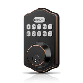 Solity Smart Digital Electric Deadbolt Keypad Lock, Keyless Entry, Auto Lock, 100 Custom Codes, Easy Installation, Exterior Front Entry Door, Residential (Oil Rubbed Bronze, Keypad)