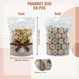 Reusable Baby Shower Treat Bags 50PCS Zip Lock Plastic Candy Bags with Handles Cookie Popcorn Bags Gift Bags for Gender Reveal Birthday Party Favors Supplies
