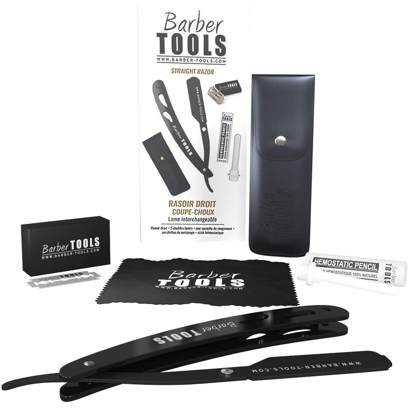BARBER TOOLS â® Rasiermesser mit Box und 5 Rasierklingen +