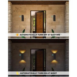 Ken & Ricky Dusk to Dawn Outdoor Lighting,Outdoor Wall Sconce Lights, Black Exterior Lighting Fixtures,Cylinder Outdoor Light Fixtures for House Garage Front Door Patio Entryway 2 Pack