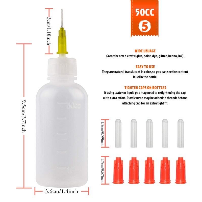 50cc Needle Glue Bottle, Needle Tip Squeeze Bottle, Precision Tip