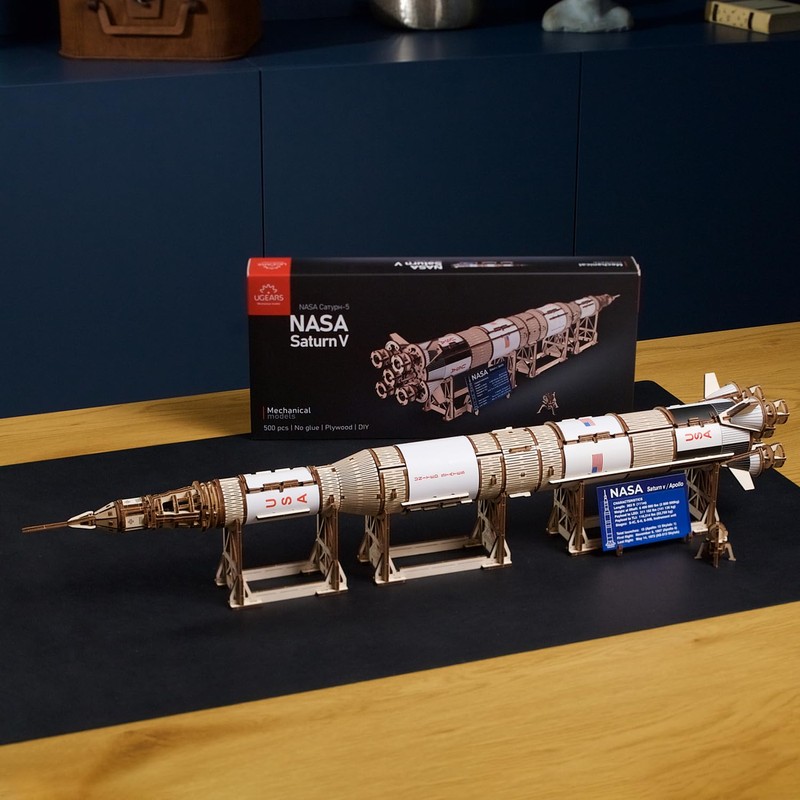 UGEARS NASA Saturn V Model Rocket Kit - Space Ship