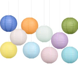 LIHAO Paper Lanterns, Tanabata Decoration, 10 Colors, 5.9 inches (15 cm), Round Shape, Plain, Summer Festivals, Festivals, Events, Parties, Decorations, Paper Lanterns, Colorful