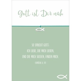 Glücksschmiedin - Christian card with blessing saying and bracelet in turquoise with silver fish pendant, handmade in Germany