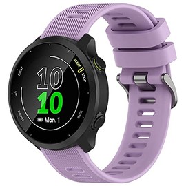 TopPerfekt Band Compatible with Garmin Forerunner 55 20mm Soft Silicone Replacement Watch Band Strap Wristband for venu Sq/forerunner 645/Watch Active 2/Galaxy watch 4 42MM (Light purple)