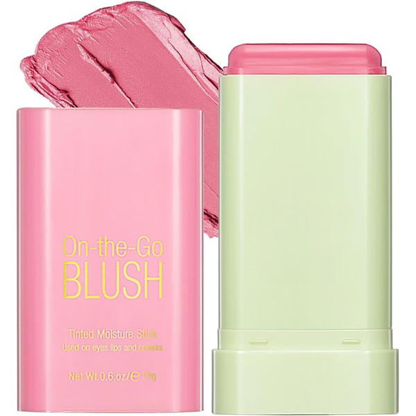 Lipstick Blusher Stick, 3-in-1 Cream Blush for Lips Cheek Eye,