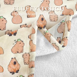Prassia Capybara Blanket Fleece Blanket Throws Blankets Flannel Blankets with Capybara on Cozy Throws fluffy blanket for Soft Bed Travel Office (100cm×75cm)