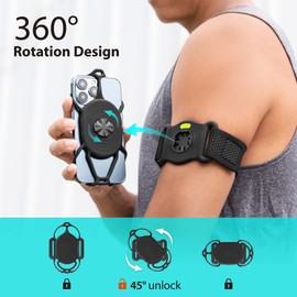 【Bone】 Run Tie Connect Kit Gen 2, 360° Convertable 2 in 1 Detachable Cell Phone Armband for Jogging Cycling, Universal Sports Armband for Smartphone 4.7-7.2 Inch