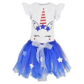 Unicornio de 4 de julio para bebé, 2 piezas, con tutú, Azul, 6