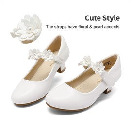 DREAM PAIRS Girls' Mary Jane Strap Flat Shoes, Ballerinas, Princess Shoes, Flat School Shoes, White