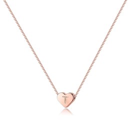 Turandoss T Necklace for Girls Jewelry Gifts, Heart Pendant Letter T Necklace Engraved Initial Necklace for Girls Jewelry for