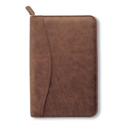 Day-Timer Simulated Distressed Leather Organizer Starter Set, Zip Closure, 8.5 x 5.5 Inches, Brown (D43074)