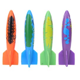 Alomejor 4 Piezas de Buceo hundido Torpedo Piscina Juguetes PVC Submarino Torpedo Lanzamiento de Cohetes Nataci¨®n Buceo Juego de Juguete para ni?os(20 * 20 * 4cm-Combinaci¨®n de Cuatro Colores)