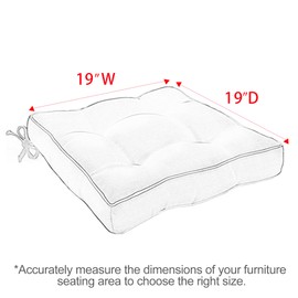 Favoyard Patio Cushions 19 x 19 Inch Indoor & Outdoor Chair Cushions Water-Resistant Seat Cushion for Patio Furniture 3-Year Color Fastness Square Tufted Couch Chair Pads with Ties, 2 Pack, Red