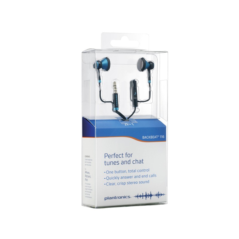 Plantronics Backbeat 116 Stereo Headphones with Microphone - Blue