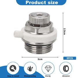 Set of 5 Automatic Radiator Bleeders - 1/2 Inch Nickel-Plated Brass Heater Bleeder with Check Valve, Quick Bleed for Heating Systems