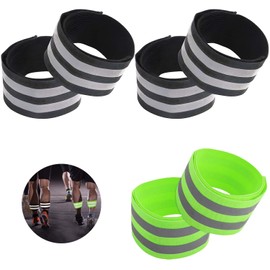REEKNOKOL 6 Pieces Reflective Strips Reflective Running Gear Reflective Armbands Flexible Reflective Strips Reflective Arm Bands Adults For Running Jogging Hiking Walking (Black)