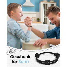 VU100 Gift for Son To My Son Bracelet Gifts 13th 18th Birthday Boy Bracelets Christmas Birthday Men's Leather Bracelet Betser Son Gifts from Dad Mum, Stainless Steel, No gemstone