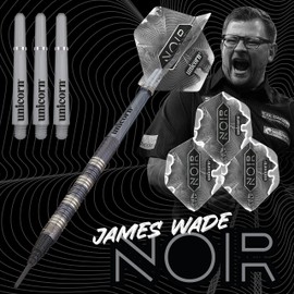 Unicorn Soft Tip Darts Set | James 'The Machine' Wade Noir Organic | 70% Tungsten Barrels with Black Titanium Coating| Epic Tips | 18 g