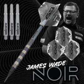 Unicorn Soft Tip Darts Set | James 'The Machine' Wade Noir Organic | 70% Tungsten Barrels with Black Titanium Coating| Epic Tips | 18 g