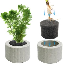 JoyHuaTrade 12 PCS Aquarium Plant Weight Ceramic Ring with Black Sponge, Aquarium Plant Weights Pot Anti Floating for Fish Tank Water Plant Landscape Decoration Accessories